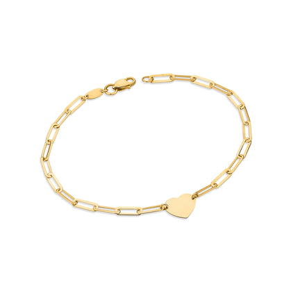 GIOVE MIO Pulsera de Cadena con Corazón en Oro Amarillo de 14Kt. Oro 14Kt / Amarillo