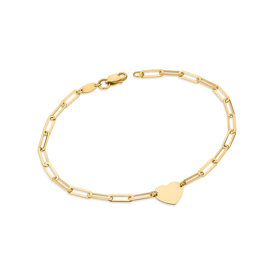 GIOVE MIO Pulsera de Cadena con Corazón en Oro Amarillo de 14Kt. Oro 14Kt / Amarillo
