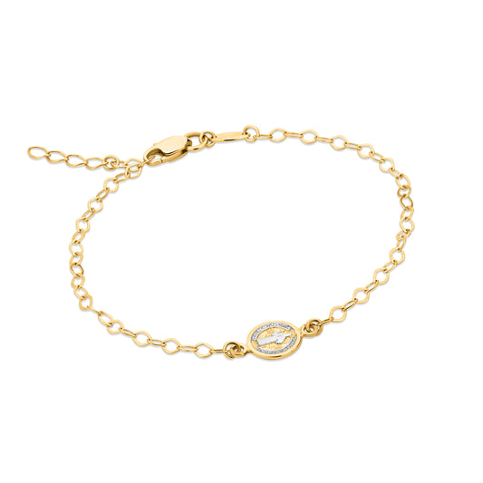 GIOVE MIO Pulsera de Cadena con Medalla de San Benito en Oro Amarillo de 14Kt. Oro 14Kt / Amarillo / 8MM