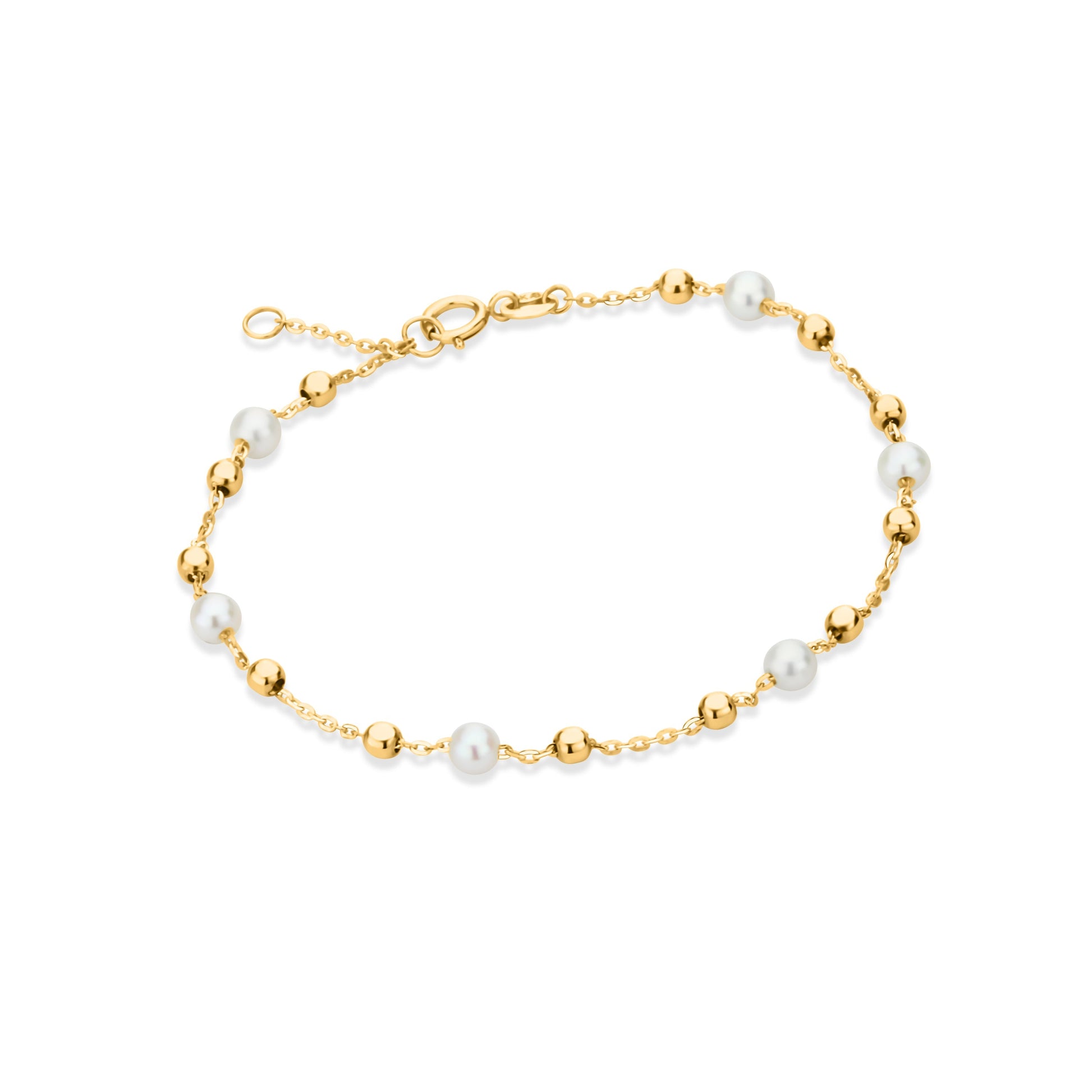 GIOVE MIO Pulsera con Cuentas con Cuentas de Oro y Perlas en Oro Amarillo de 14Kt con Perlas Cultivadas de Aguadulce. Oro 14Kt / Amarillo