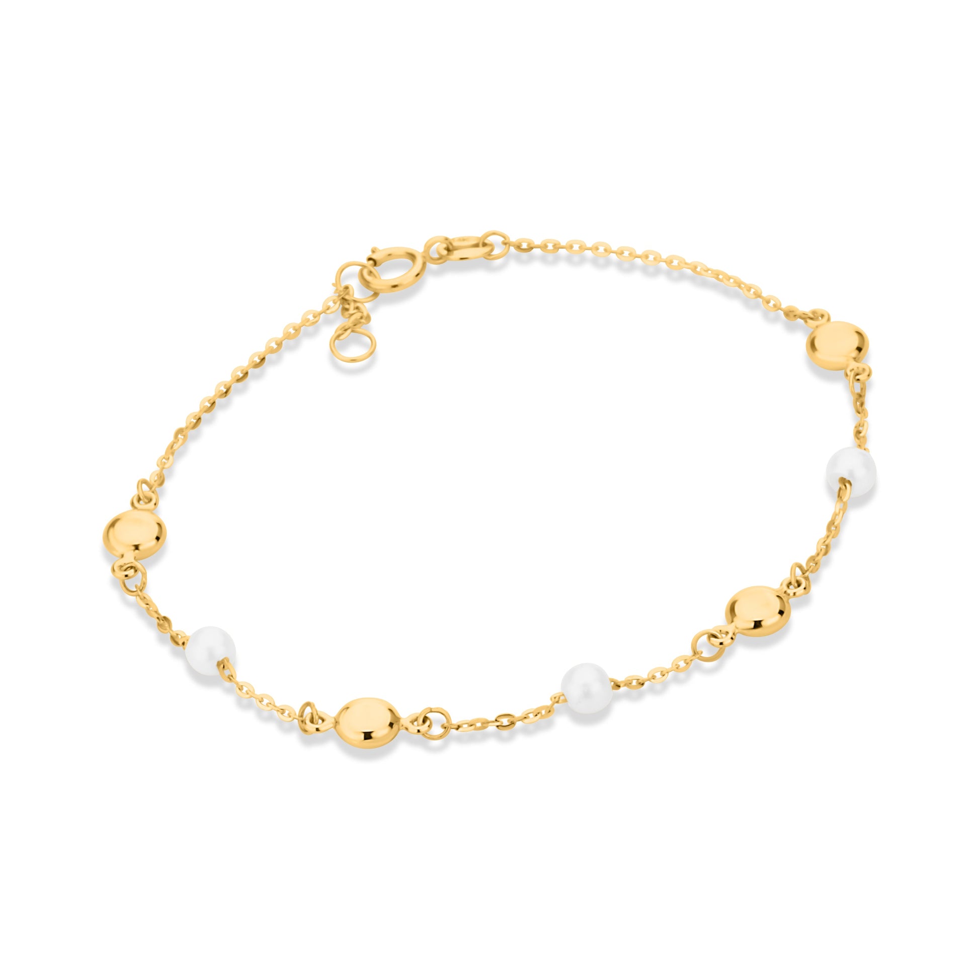 GIOVE MIO 14kt Yellow Gold BEADED Pendant Bracelet 17.5 cm with Reasa Clasp. Elegant and versatile jewelry to elevate any outfit. Shine stylishly!