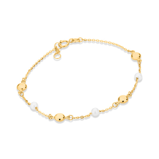 GIOVE MIO 14kt Yellow Gold BEADED Pendant Bracelet 17.5 cm with Reasa Clasp. Elegant and versatile jewelry to elevate any outfit. Shine stylishly!