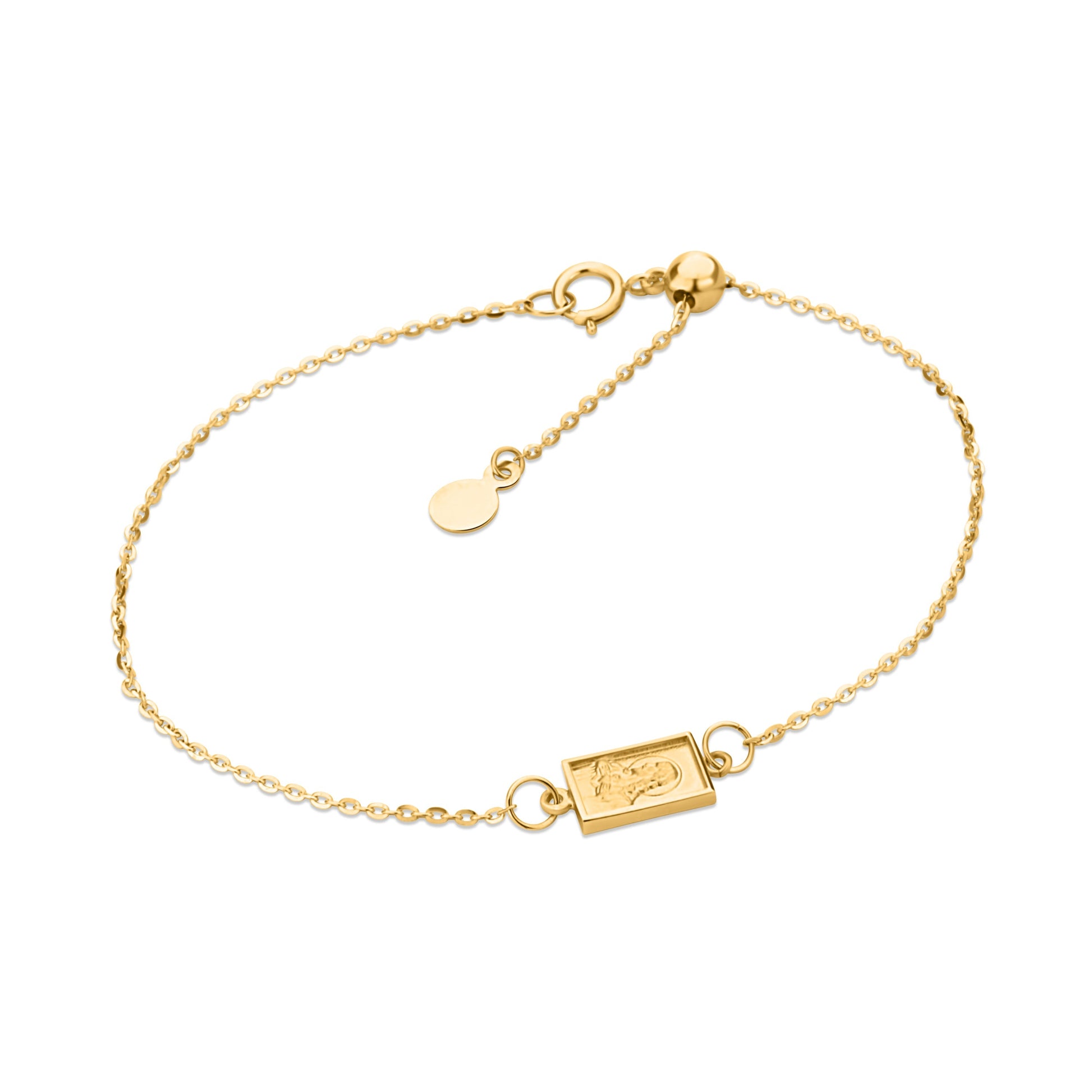 GIOVE MIO Pulsera de Cadena con Medalla de Escapulario en Oro Amarillo de 14Kt. Oro 14Kt / Amarillo / 6X8MM