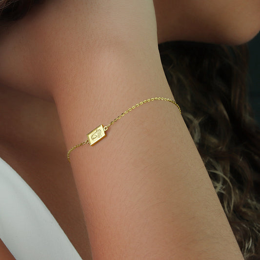 GIOVE MIO Pulsera de Cadena con Medalla de Escapulario en Oro Amarillo de 14Kt. Oro 14Kt / Amarillo / 6X8MM