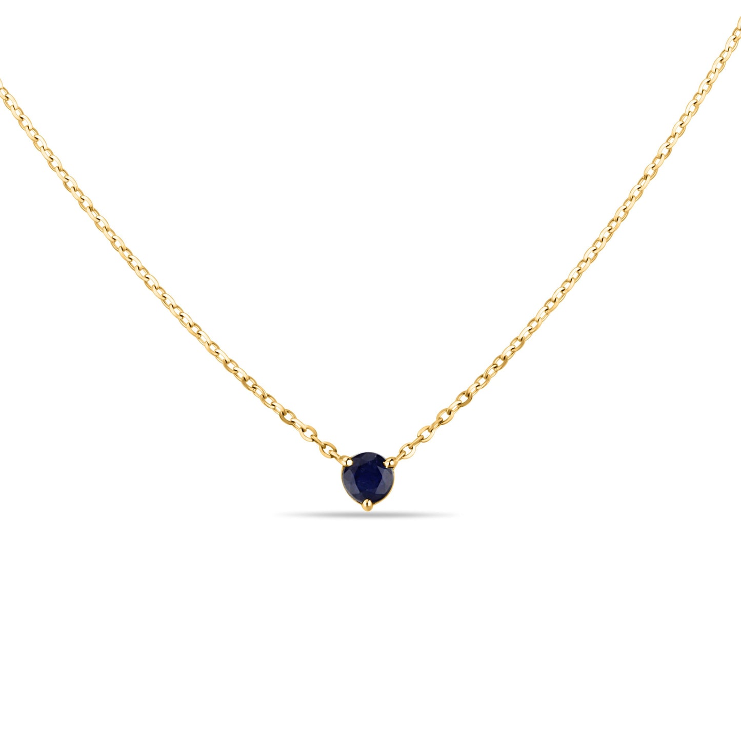 GIOVE MIO Cadena con Dije de Gema en Oro Amarillo de 14Kt con Zafiro Azul. Oro 14Kt / Amarillo / 4MM