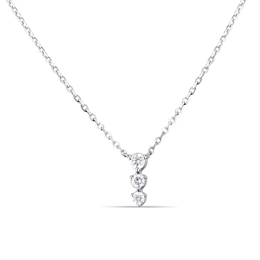 GIOVE MIO Exclusive White Gold 14kt Pendant Necklace with 3 0.10ct H VS Diamonds, 39-45CM. Matching Stud Earrings and Bracelet. Shine with this elegant diamond piece!