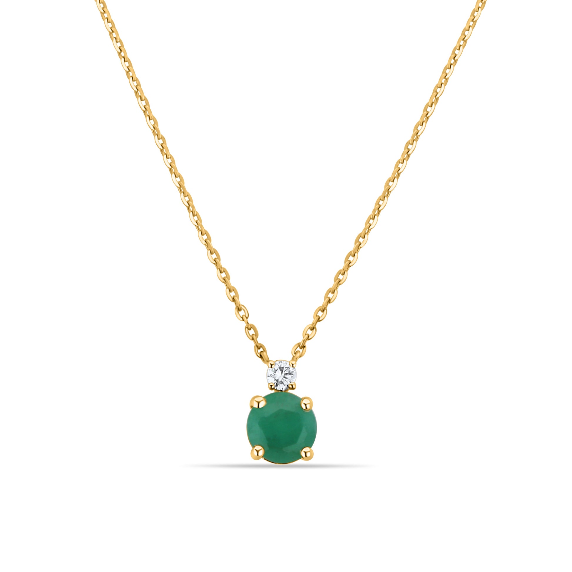 GIOVE MIO 14kt Gold Pendant with 0.56ct Emerald and 0.05ct Diamond. Exclusive Jewelry with Lobster Clasp. Elegantly Stand Out!