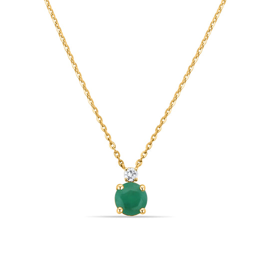 GIOVE MIO 14kt Gold Pendant with 0.56ct Emerald and 0.05ct Diamond. Exclusive Jewelry with Lobster Clasp. Elegantly Stand Out!