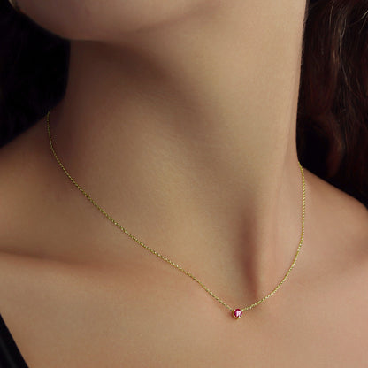 GIOVE MIO Cadena con Dije de Gema en Oro Amarillo de 14Kt con Rubí. Oro 14Kt / Amarillo / 4MM