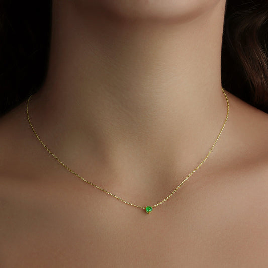 GIOVE MIO Cadena con Dije de Gema en Oro Amarillo de 14Kt con Esmeralda. Oro 14Kt / Amarillo / 4MM