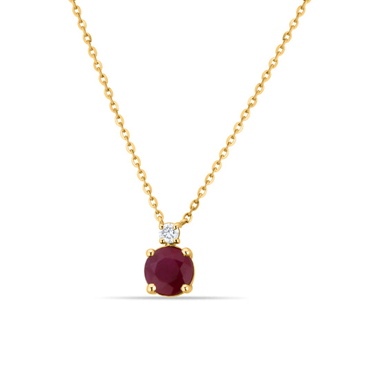 GIOVE MIO Exclusive Ruby and Diamond Pendant Necklace in 14kt Gold - 40-45 cm - 0.56ct Ruby - 0.05ct Diamond H VS. Shine elegantly!