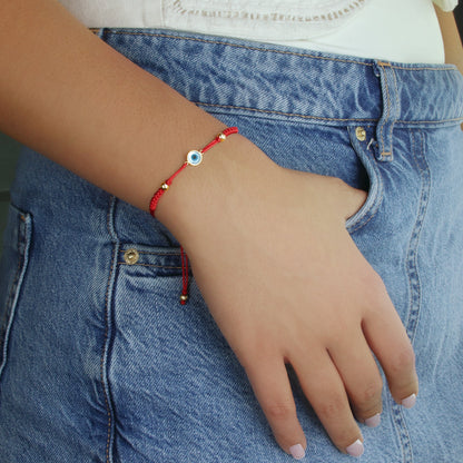 GIOVE MIO Pulsera de Cordon con Ojo Turco en Oro Amarillo de 14Kt. Oro 14Kt / Amarillo / 7MM