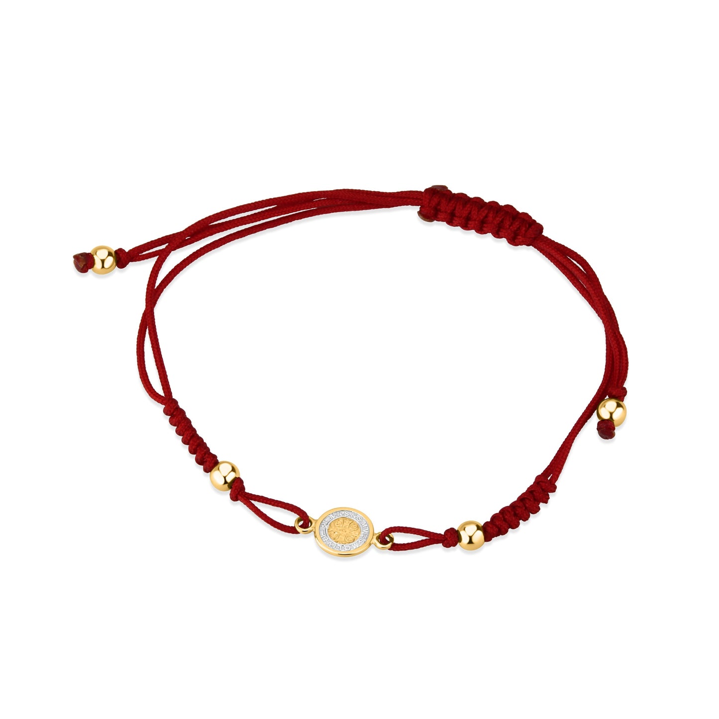 GIOVE MIO Pulsera de Cordon con Medalla de San Benito en Oro Amarillo de 14Kt. Oro 14Kt / Amarillo / 8MM