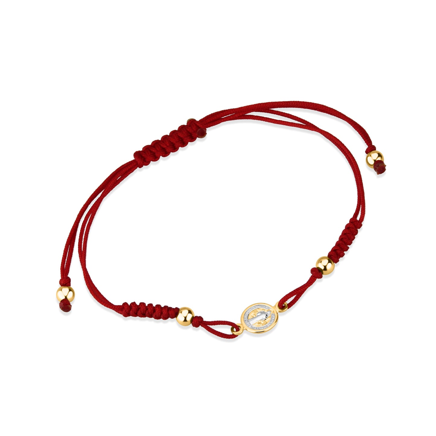 GIOVE MIO Pulsera de Cordon con Medalla de San Benito en Oro Amarillo de 14Kt. Oro 14Kt / Amarillo / 8MM