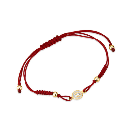 GIOVE MIO Pulsera de Cordon con Medalla de San Benito en Oro Amarillo de 14Kt. Oro 14Kt / Amarillo / 8MM