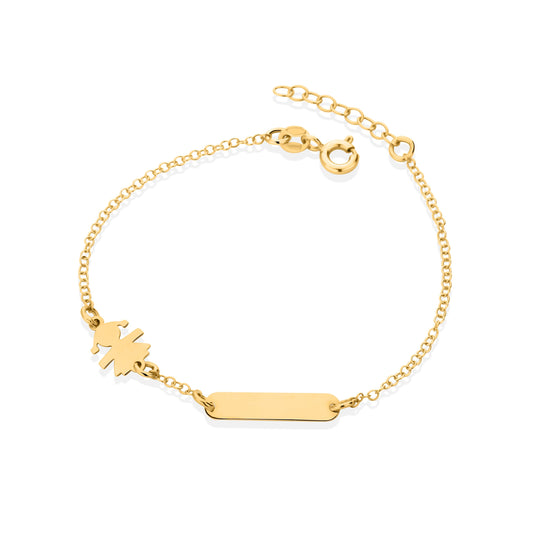 GIOVE MIO Pulsera de Cadena Niño O Niña Placa en Oro Amarillo de 18Kt. Oro 18Kt / Amarillo / 3X17MM