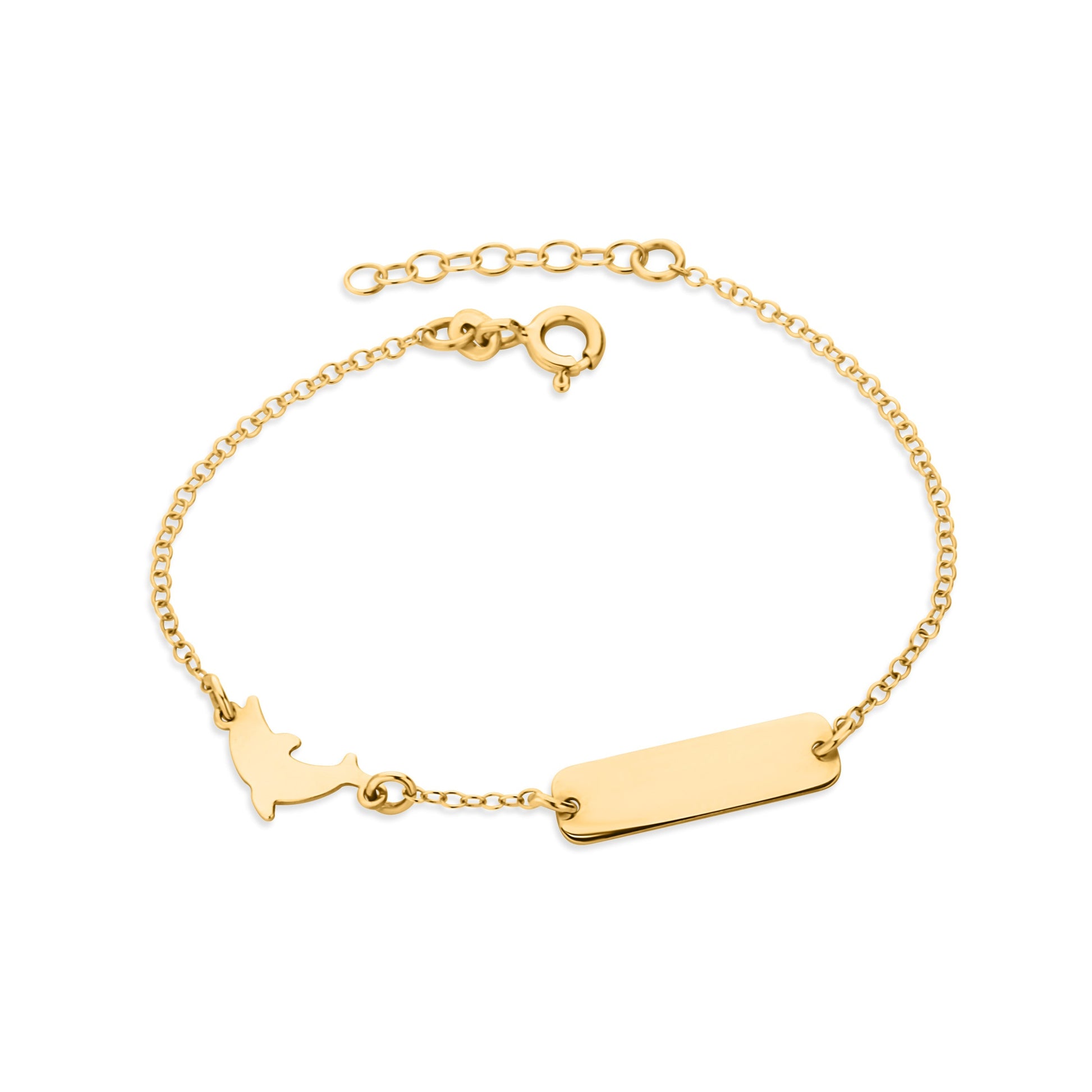 GIOVE MIO Pulsera de Cadena con Placa y Corazón en Oro Amarillo de 18Kt. Oro 18Kt / Amarillo / 5X17MM