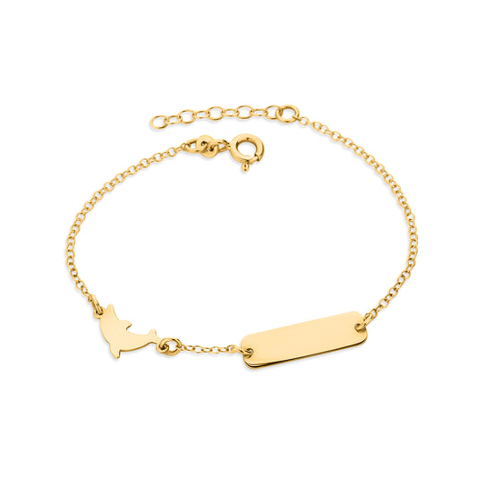 GIOVE MIO Pulsera de Cadena con Placa y Corazón en Oro Amarillo de 18Kt. Oro 18Kt / Amarillo / 5X17MM