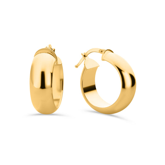 GIOVE MIO 18kt Yellow Gold Huggies with Ballesta Clasp. Stud Earrings with Diamond. Exude Elegance and Style!
