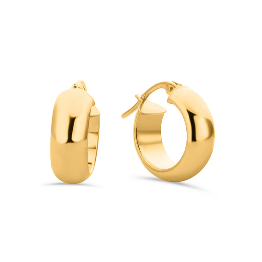 GIOVE MIO 18kt Yellow Gold Huggies with Bolt Closure. Stud Earrings with Diamond. Sophisticated elegance for a standout look!
