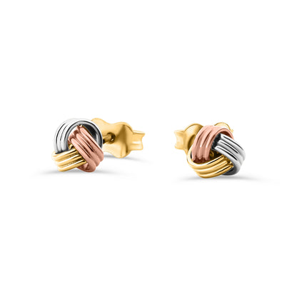 GIOVE MIO Studs Love Knots en Oro Amarillo, Blanco y Rosado de 10Kt. Oro 10Kt / Amarillo, Blanco y Rosado / 5MM