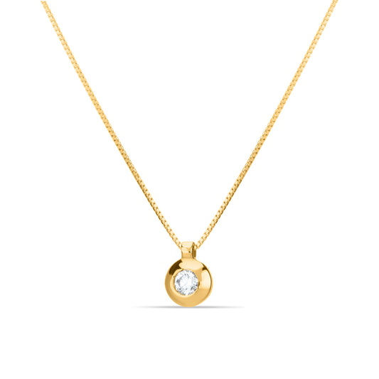 GIOVE MIO Exclusive 18kt Yellow Gold Gem Pendant Necklace - 45 CM - 1 0.10ct Diamond - Reasa Clasp. Stud Earrings and Bracelets available. Elevate your style effortlessly!
