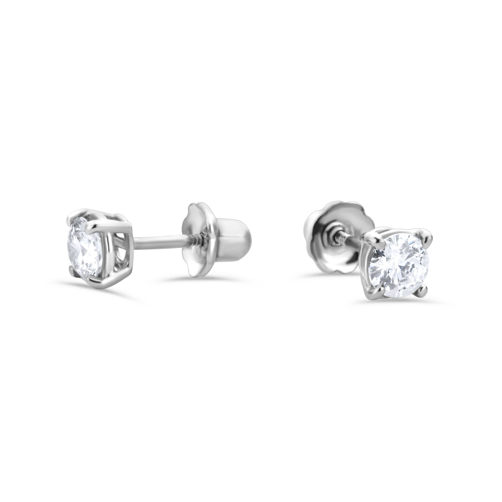 GIOVE MIO Studs en Oro Blanco de 14Kt con Diamantes Naturales. Oro 14Kt / Blanco / 4MM