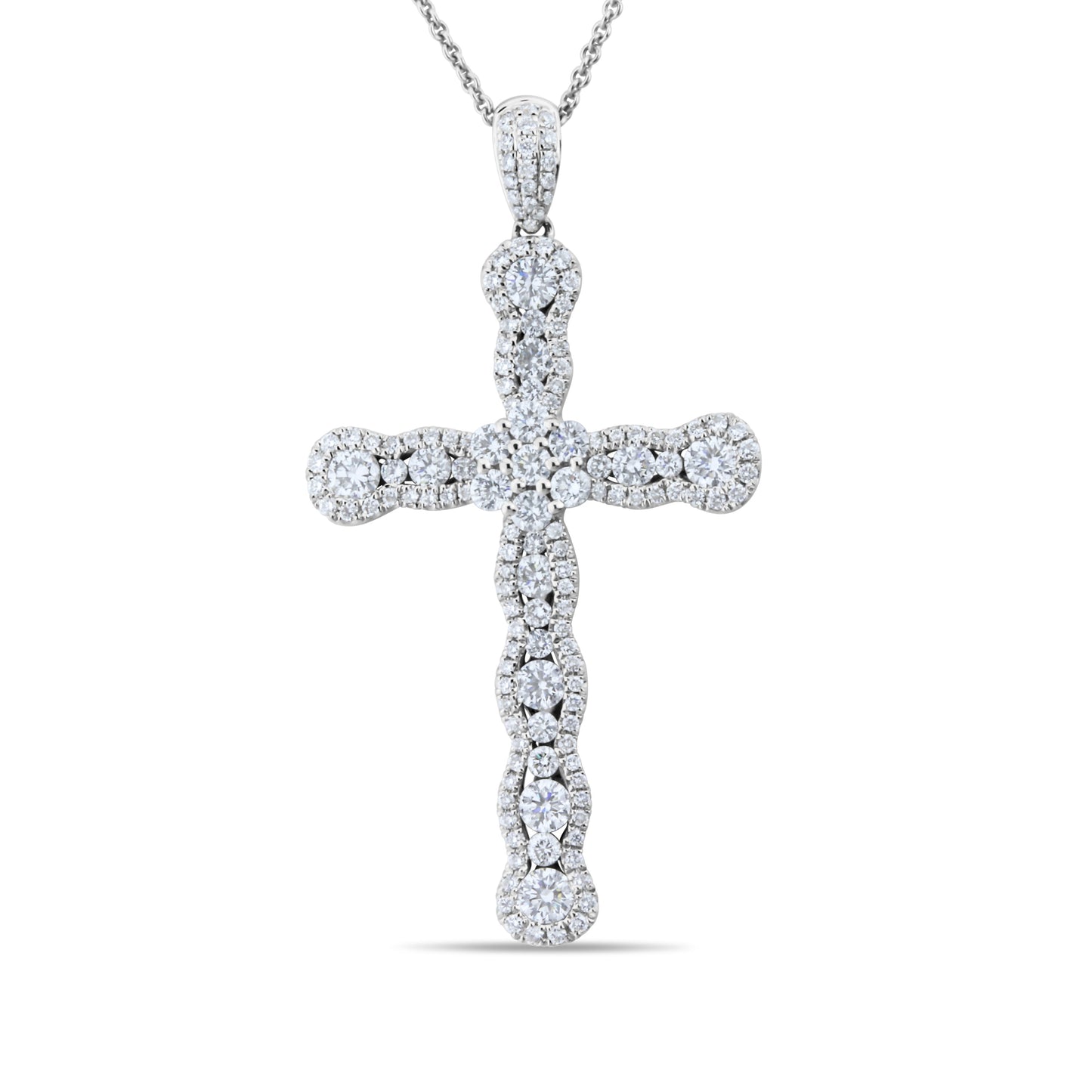 GIOVE MIO Dije de Cruz en Oro Blanco de 18Kt con Diamantes Naturales. Oro 18Kt / Blanco / 44.5X24MM