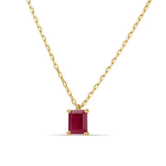 GIOVE MIO Exclusive Ruby Emerald Pendant Necklace in 14kt Gold, 40-45cm. Reasa Clasp. Ruby Emerald 0.45ct I - INTENSE. Elegantly stand out!