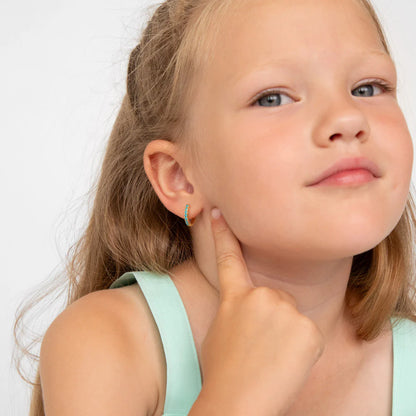 GIOVE MIO Huggies en Plata 925 Bañada en Oro Amarillo de 18Kt con Turquesas. Plata 925 Bañada en Oro 18Kt / Amarillo / 9MM