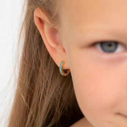 GIOVE MIO Huggies en Plata 925 Bañada en Oro Amarillo de 18Kt con Turquesas. Plata 925 Bañada en Oro 18Kt / Amarillo / 9MM