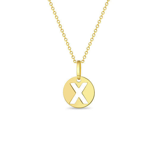 GIOVE MIO CABLE CHAIN NECKLACE WITH INITIAL X PENDANT IN 14KT YELLOW GOLD 40 CM LONG