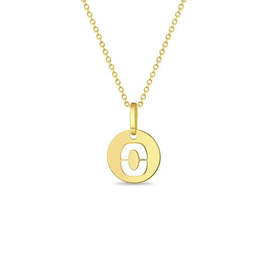 GIOVE MIO CABLE CHAIN NECKLACE WITH INITIAL O PENDANT IN 14KT YELLOW GOLD 40 CM LONG