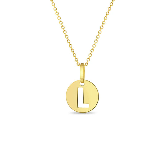 GIOVE MIO CABLE CHAIN NECKLACE WITH INITIAL L PENDANT IN 14KT YELLOW GOLD 40 CM LONG