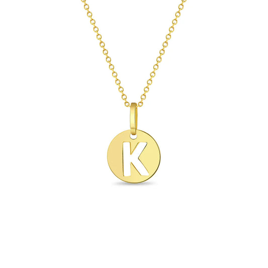 GIOVE MIO CABLE CHAIN NECKLACE WITH INITIAL K PENDANT IN 14K YELLOW GOLD 40 CM LONG