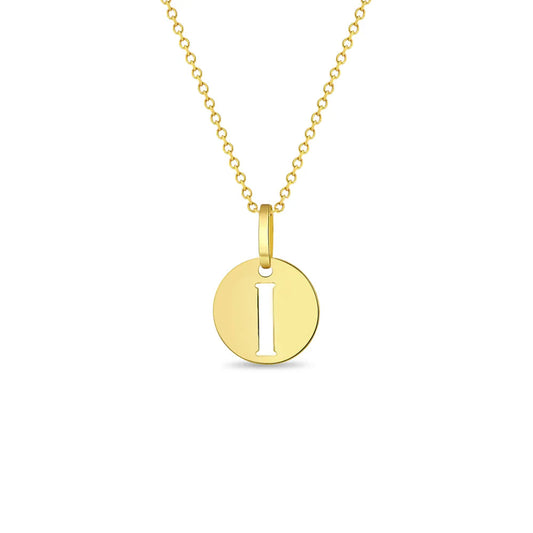 GIOVE MIO CABLE CHAIN NECKLACE WITH INITIAL I PENDANT IN 14K YELLOW GOLD 40 CM LONG