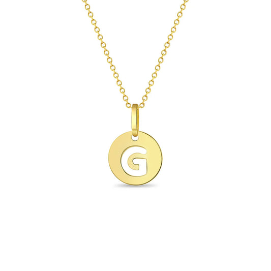 GIOVE MIO CABLE CHAIN NECKLACE WITH INITIAL G PENDANT IN 14KT YELLOW GOLD 40 CM LONG