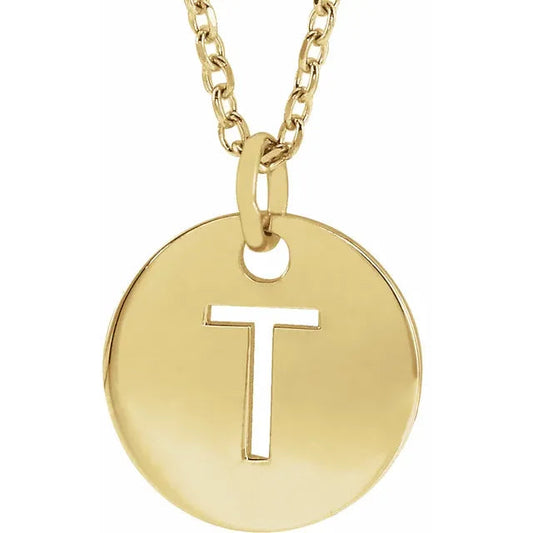 GIOVE MIO CABLE CHAIN NECKLACE WITH INITIAL T PENDANT IN 925 SILVER PLATED IN 18K YELLOW GOLD PLATED 40-45 CM LONG